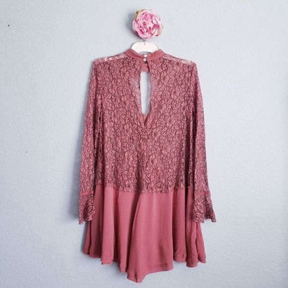 Free People Mauve New Tell Tale Lace Mini Dress - Picture 7 of 7
